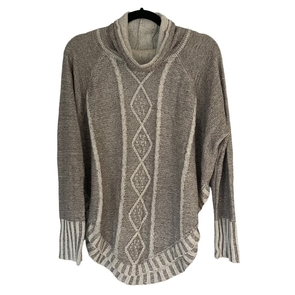 Maddison Boho Oversized Chunky Knit Turtleneck Sweater Cozychic Poncho